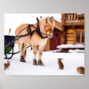 Prathäst och kanin från lantbruksdjur poster