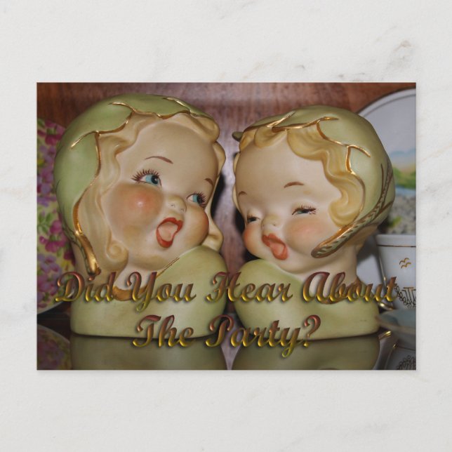 "pratsjuka" tjejers festinbjudan vykort (Framsida)