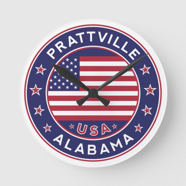 Prattville, Alabama Rund Klocka (Framsida)