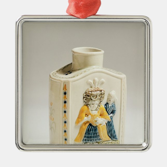 Prattware teacaddy julgransprydnad metall (Framsidan)