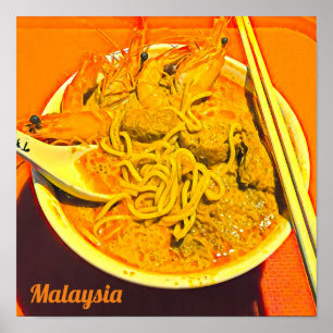 Prawn Laksa foodie Malaysia (asiatiskt resande) Poster