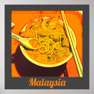 Prawn Laksa foodie Malaysia (asiatiskt resande) Poster