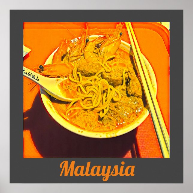 Prawn Laksa foodie Malaysia (asiatiskt resande) Poster (Framsidan)