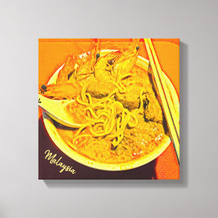 Prawn Laksa Malaysia (fotavtryck) Canvastryck