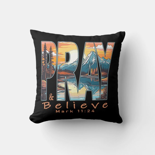 Pray and Tro Christian Design Kudde (Framsida)