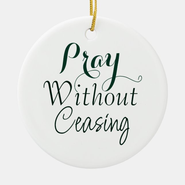 Pray Bible Verse Christian Prayer Grönt and White Julgransprydnad Keramik (Framsidan)