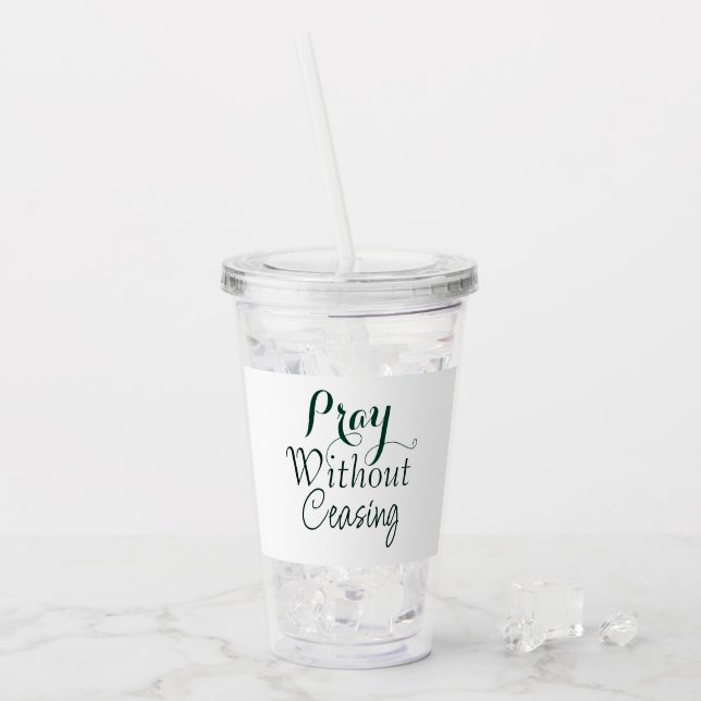 Pray Bible Verse Christian Prayer Grönt and White Take Away Mugg (Framsida Ice)