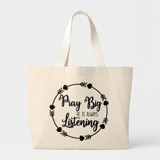 Pray Big Jumbo Tote Jumbo Tygkasse (Framsidan)