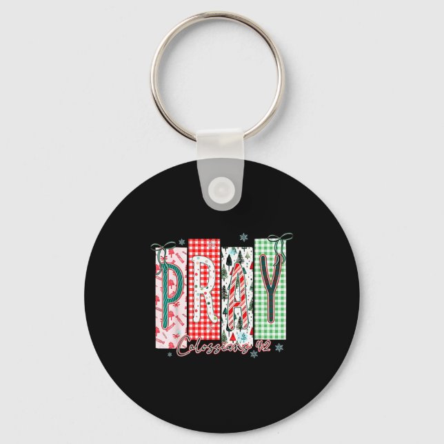 Pray Christmas Santa Coquette Bow Women Girls  Nyckelring (Framsida)