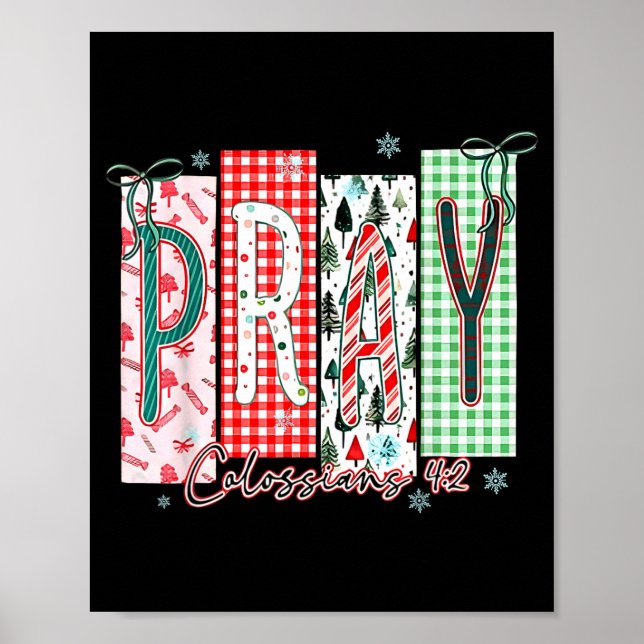 Pray Christmas Santa Coquette Bow Women Girls  Poster (Framsidan)