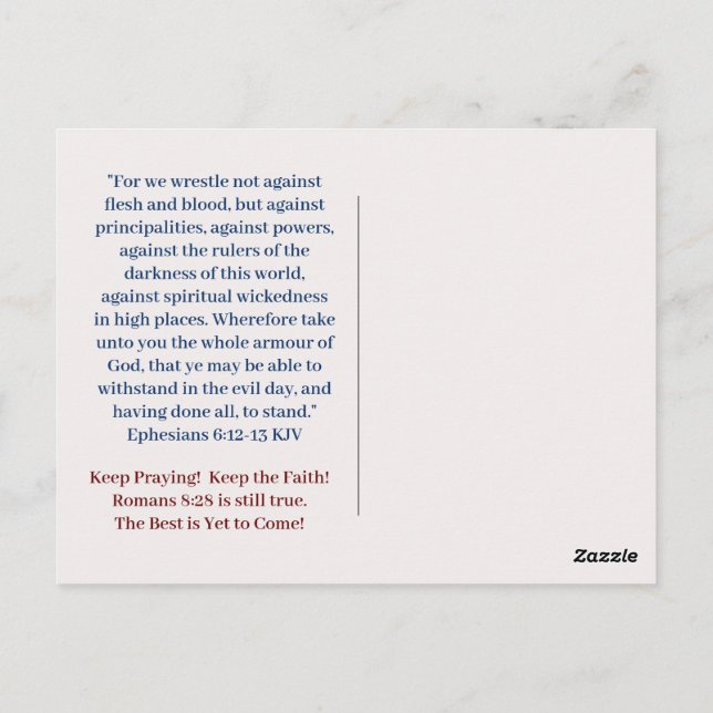 PRAY FOR AMERICA Post Card Vykort (Baksida)