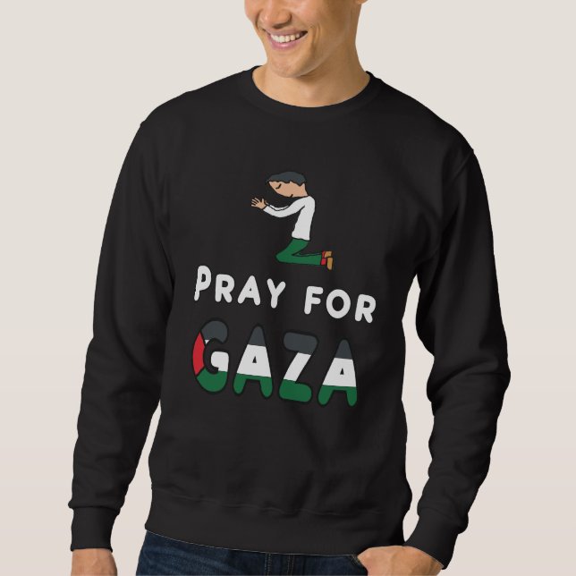 Pray for Gaza Lång Ärmad Tröja (Framsida)