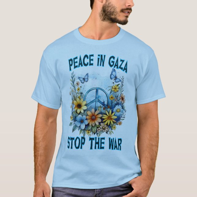 Pray for Gaza: Stoppa Krig i Gaza T Shirt (Framsida)