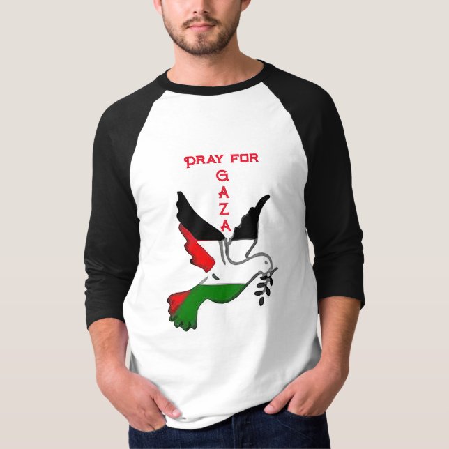 Pray for Gaza Unisex Ragland T Shirt (Framsida)