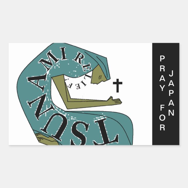 PRAY FOR JAPAN REKTANGULÄRT KLISTERMÄRKE (Framsida)