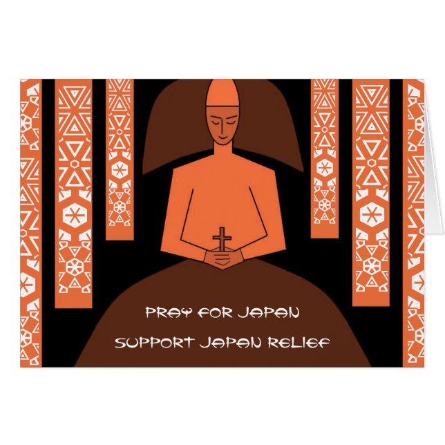 PRAY FOR JAPAN SUPPORT JAPAN RELIEF HÄLSNINGSKORT (Framsidan Horizontal)