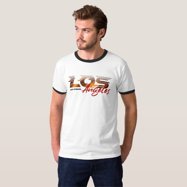 Pray for Los Angeles | Manar Ringer T Shirt (Hel framsida)