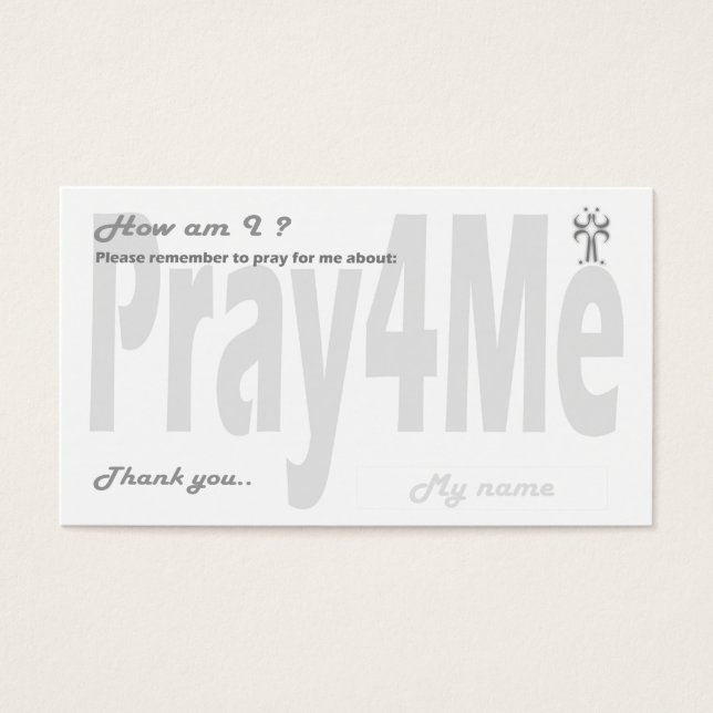 Pray for me remembran card visitkort (Framsidan)