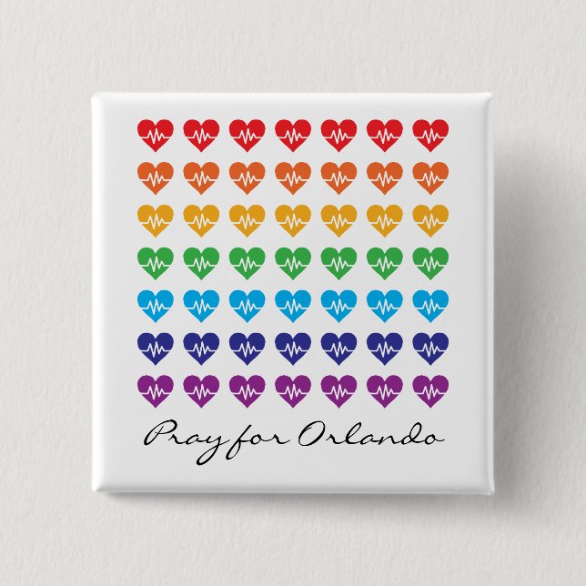 Pray for Orlando One Pulse Rainbow Heart Knapp (Framsida)