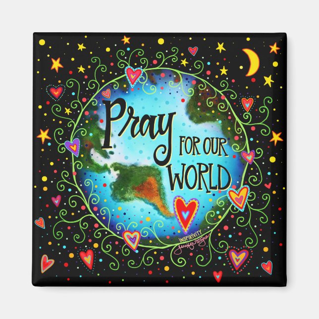 Pray for our World Inspirational Hearts Stars Magnet (Framsidan)