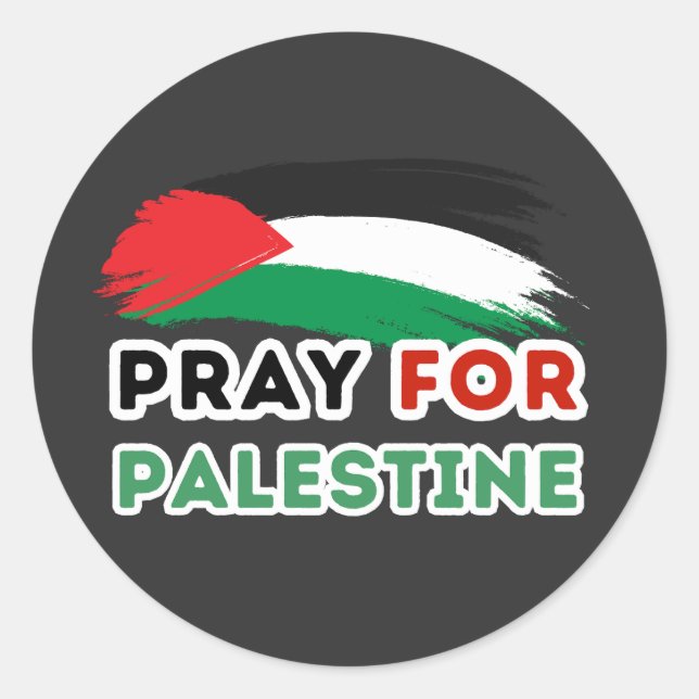 PRAY FOR PALESTINE RUNT KLISTERMÄRKE (Framsida)