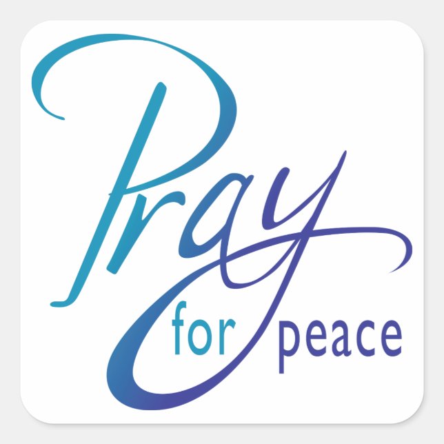 Pray for Peace Fyrkantigt Klistermärke (Framsida)