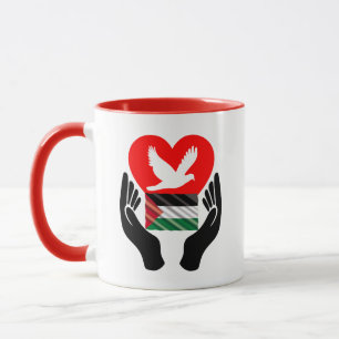 Pray for Peace in Palestine Peace Dove Heart Mugg