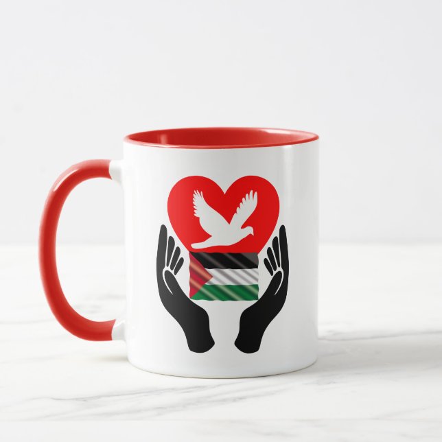 Pray for Peace in Palestine | Peace Dove Heart Mugg (Vänster)