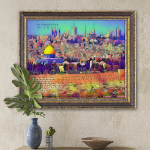 Pray for Peace of Jerusalem Mixed Media Art Print Poster