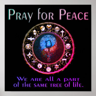 Pray for Peace Rainbow Färg Poster
