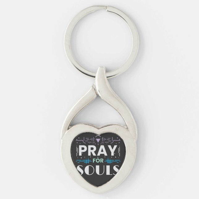 Pray for Souls Twisted Heart Silverfärgad Nyckelring (Framsidan)