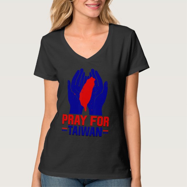 Pray For Taiwan Love Taiwan Support Taiwanese Flag T Shirt (Framsida)