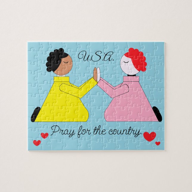 Pray for the Country & Hearts:  Light Blue Pussel (Horisontell)
