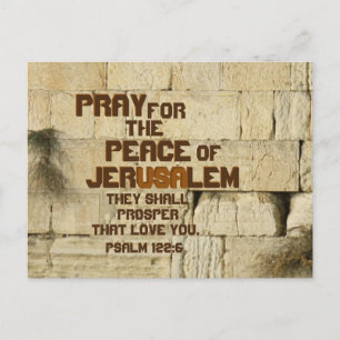 Pray for the Peace of Jerusalem, Psalm 122:6 Vykort
