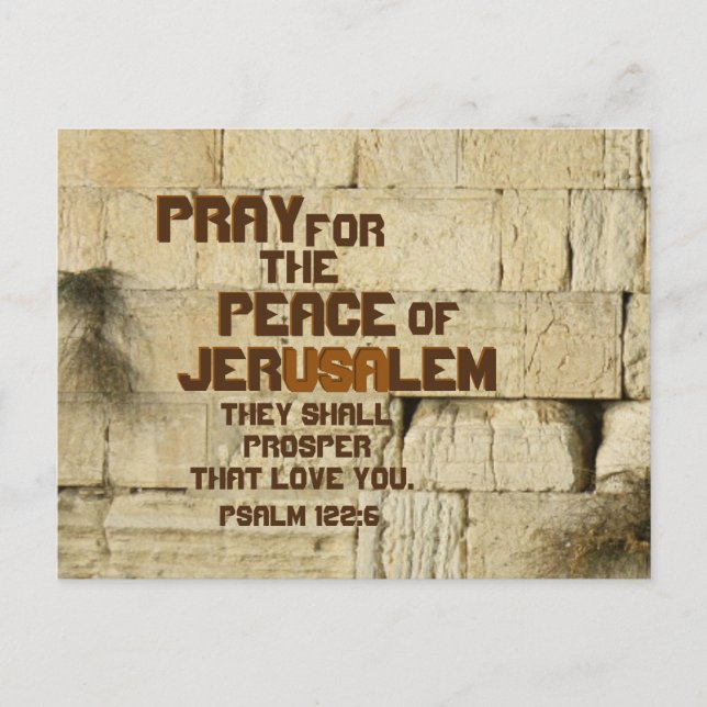 Pray for the Peace of Jerusalem, Psalm 122:6 Vykort (Framsida)