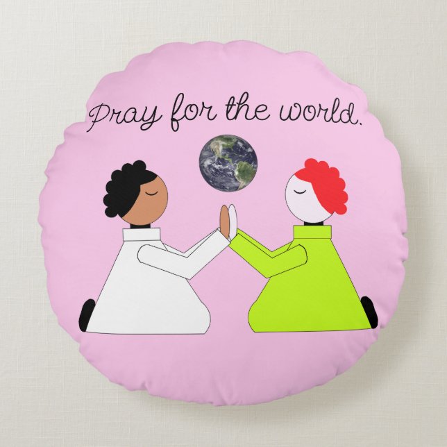 Pray for the World: Lavender Rund Kudde (Framsidan)