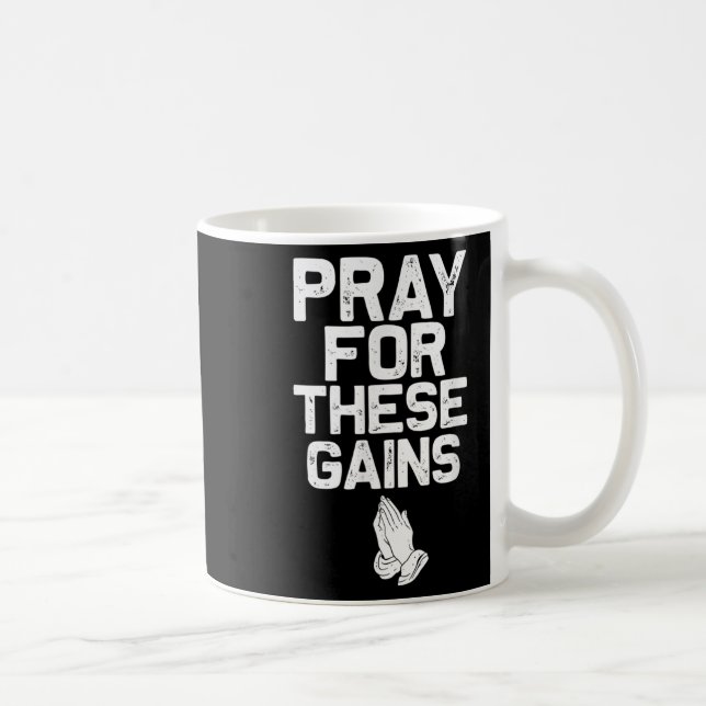 Pray For These Gains Fitness Gym Motivational  Kaffemugg (Höger)