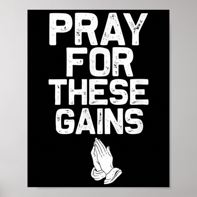 Pray For These Gains Fitness Gym Motivational  Poster (Framsidan)