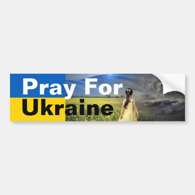 Pray for Ukraina Bumper Sticker Bildekal (Framsidan)