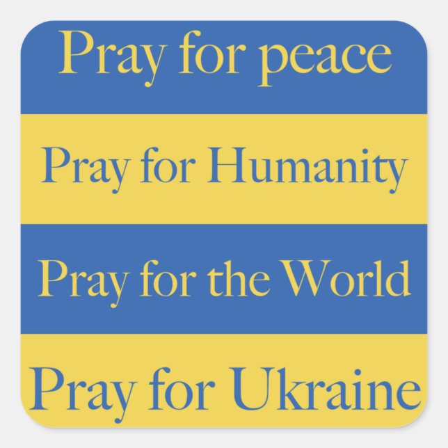 Pray for Ukraina Fyrkantigt Klistermärke (Framsida)