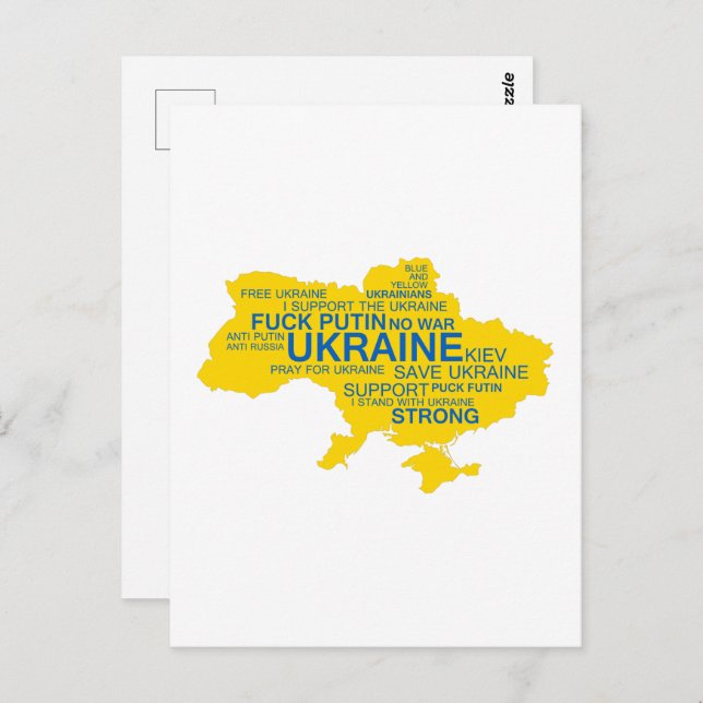 Pray for Ukraina | I Stöd Ukraina | Starkt | - Vykort (Fram/baksida)