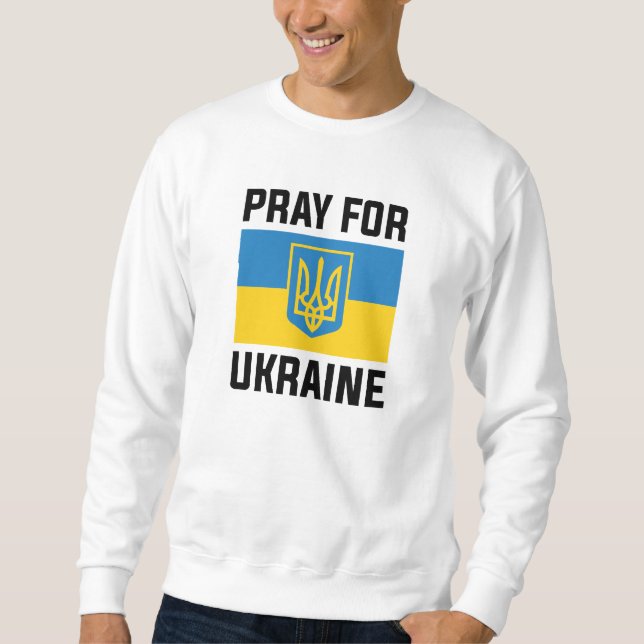 Pray for Ukraina Lång Ärmad Tröja (Framsida)