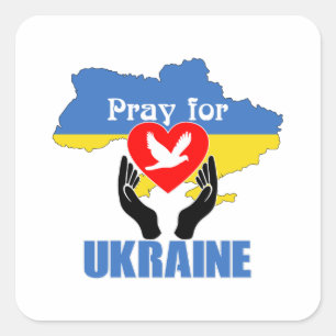 Pray for Ukraina - Peace & Kärlek Fyrkantigt Klistermärke