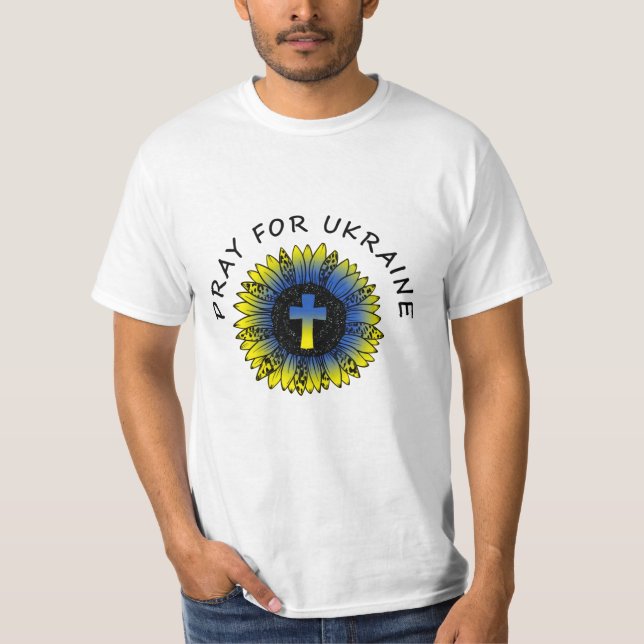 Pray for Ukraina Solros and Kor T-Shirt (Framsida)