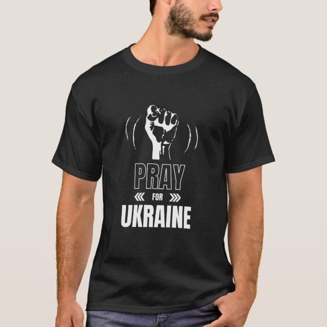 Pray for Ukraina - Support Ukrainas T-Shirt (Framsida)