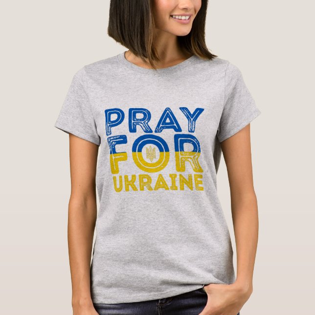 Pray for Ukraina T Shirt (Framsida)