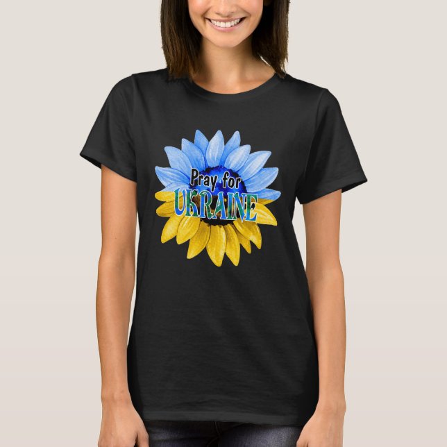Pray For Ukraine Blue And Yellow Sunflower T Shirt (Framsida)