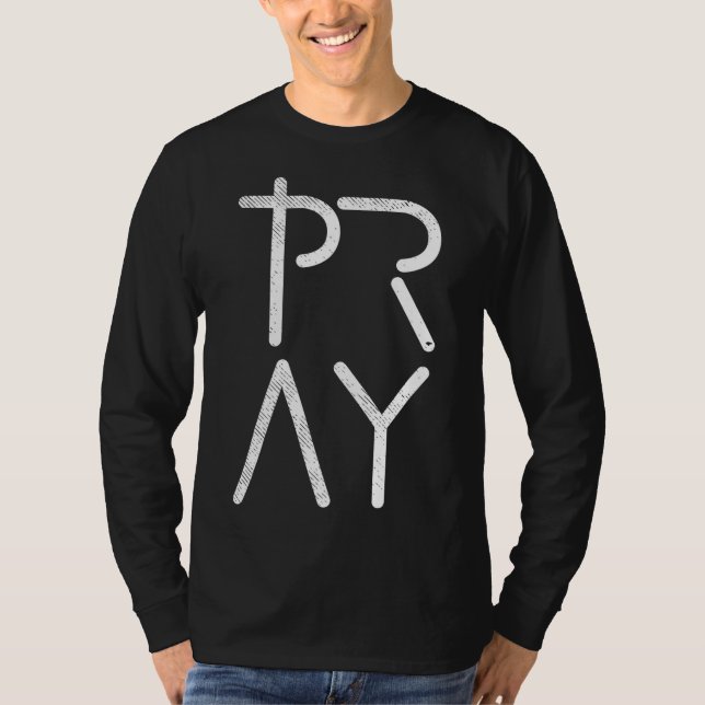Pray God Jesus Kristus Faith Prayer Religiösa Chri T Shirt (Framsida)
