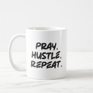 Pray, Hustle, Repeat - Faith, Success Motivational Kaffemugg