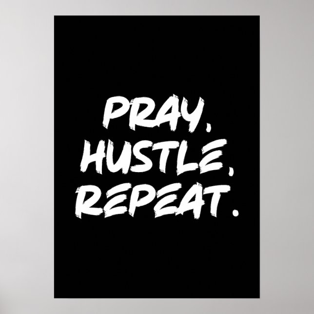 Pray, Hustle, Repeat - Faith, Success Motivational Poster (Framsidan)